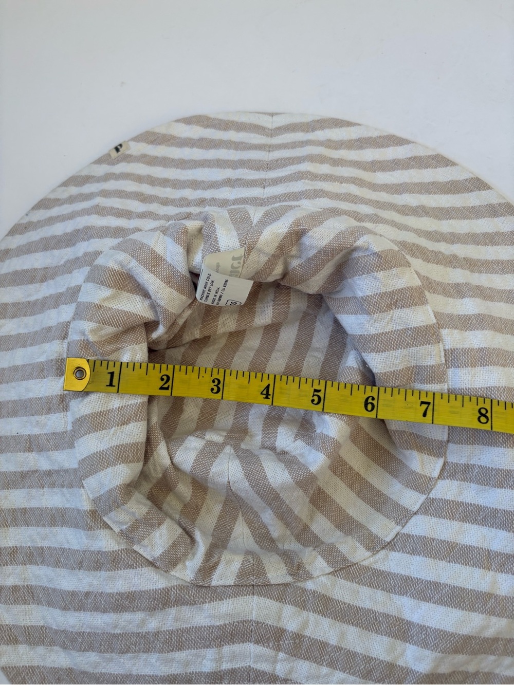 Pact Organic Cotton Packable Sun Hat White Tan Stripe Resort Cruise Coast Garden - Picture 7 of 7